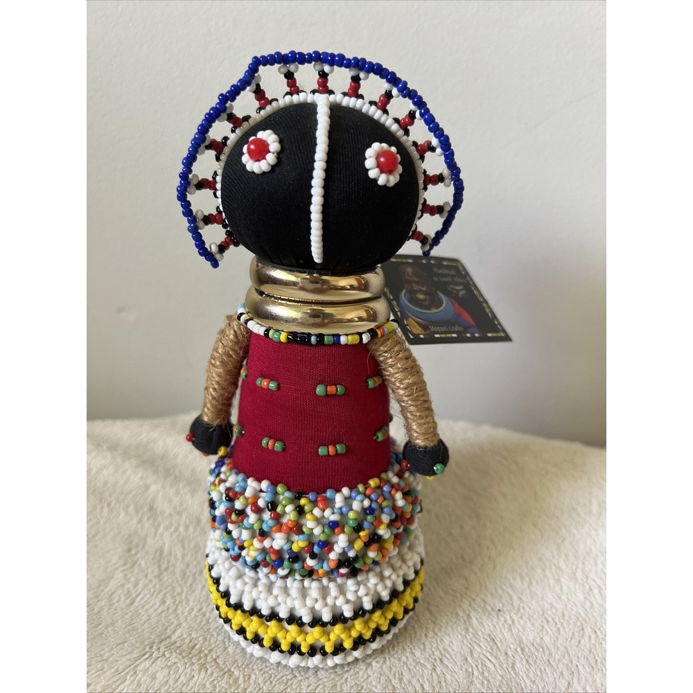 South African Ndebele Beaded Fertility Doll Zulu Folk Art Tribal 7 1/2"